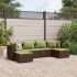 Set muebles de jardín 6 piezas y cojines ratán sintético