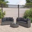 Set de muebles de jardín 6 pzas y cojines ratán sintético gris