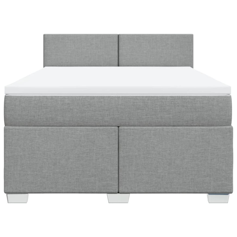 Cama box spring con colchón tela gris claro 140x200
