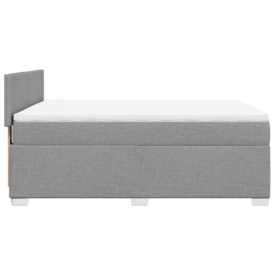 Cama box spring con colchón tela gris claro 140x200
