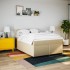 Cama box spring con colchón tela color crema 160x200