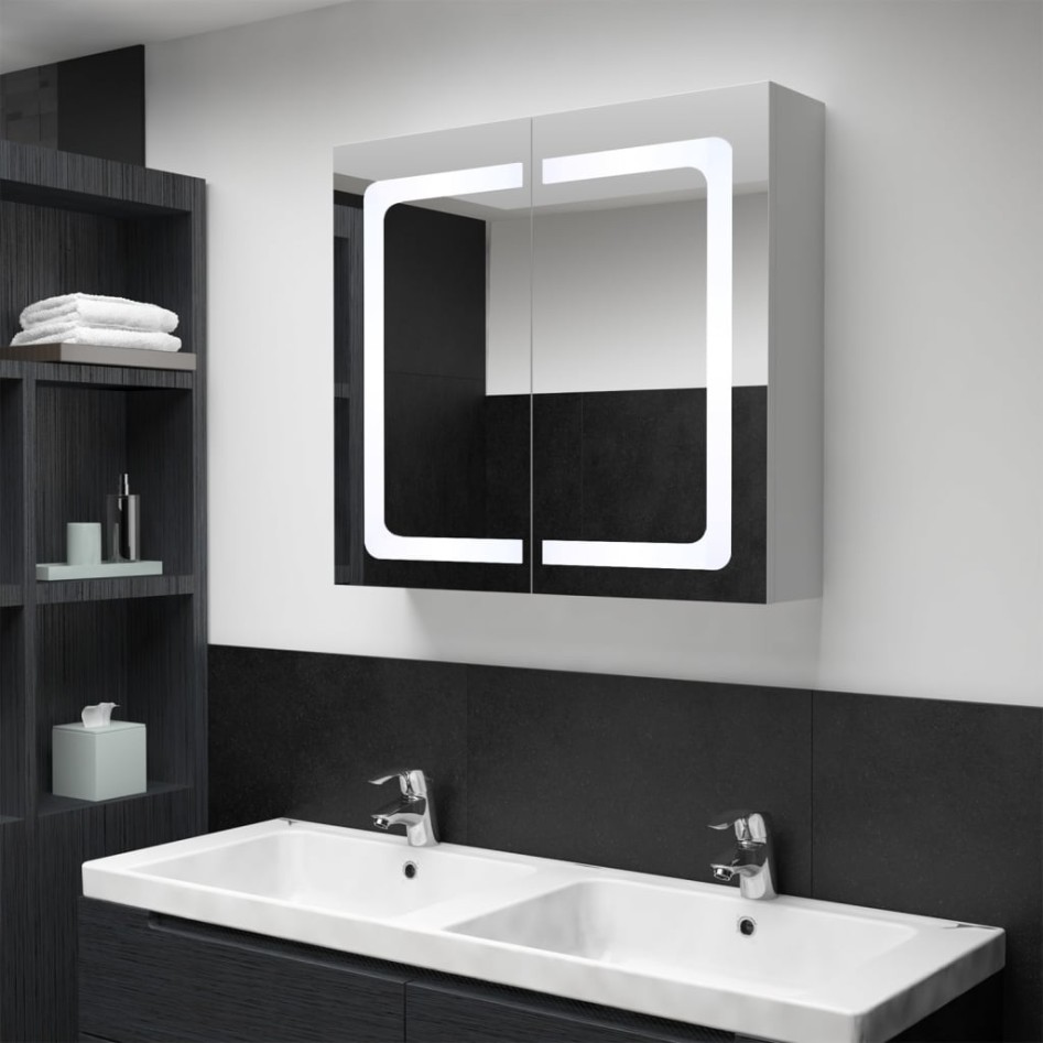 Mueble de baño con espejo LED 80x12,2x68