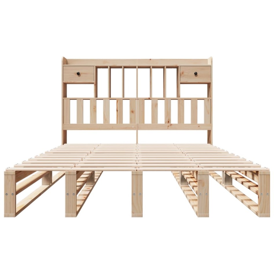 Cama con estantería sin colchón madera maciza de pino