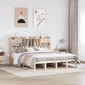 Cama con estantería sin colchón madera maciza de pino