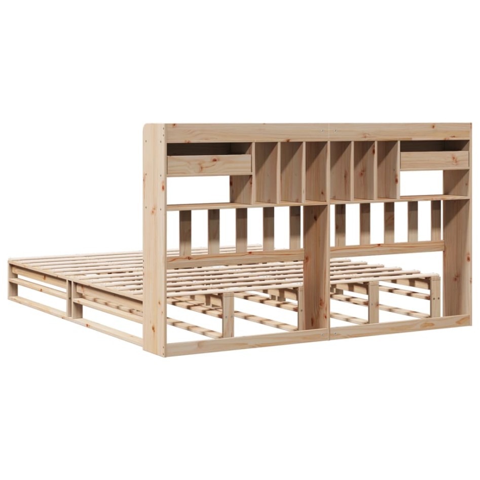 Cama con estantería sin colchón madera maciza de pino