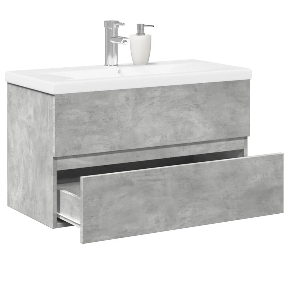 Set muebles de baño 2 piezas madera contrachapada gris