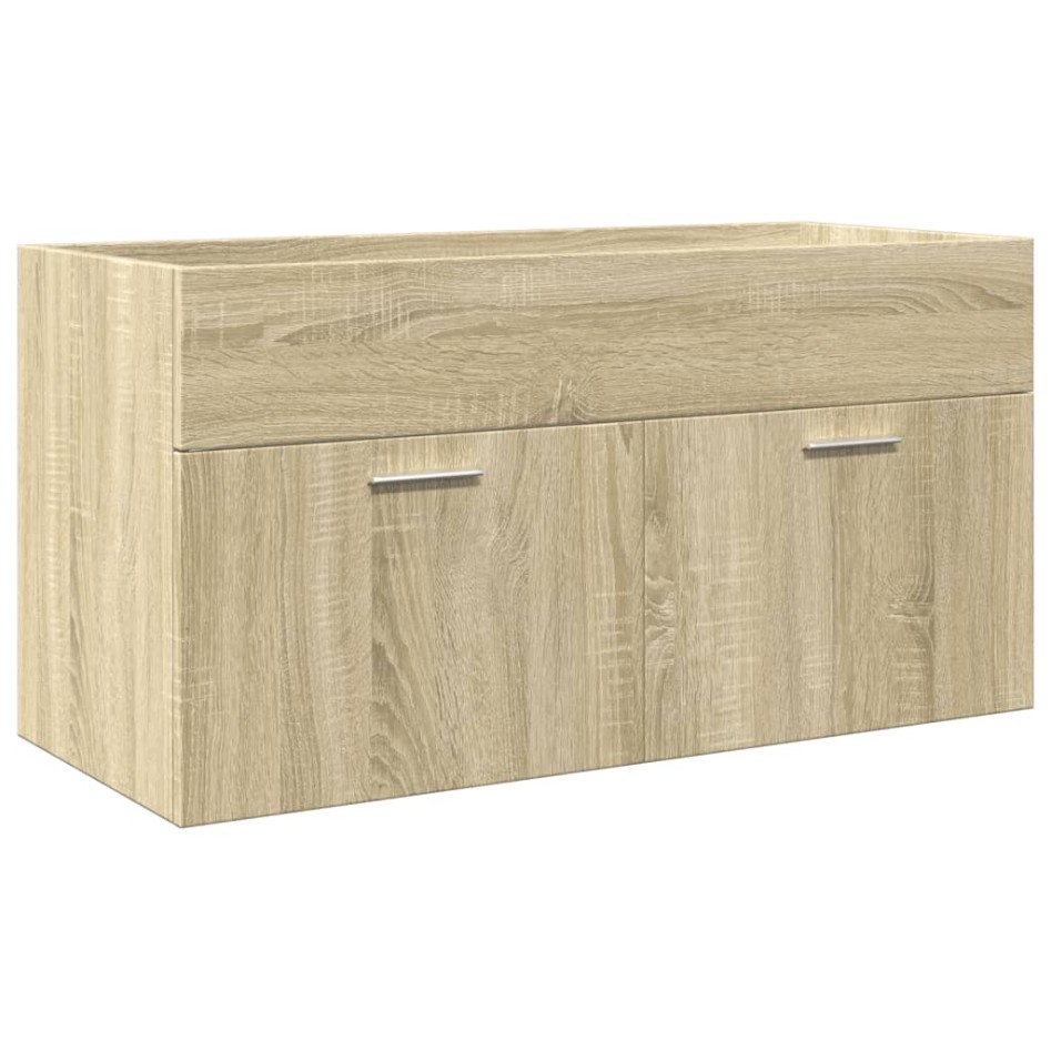 Set de muebles de baño 3 pzas madera contrachapada roble