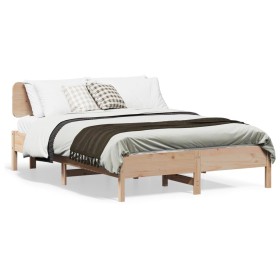 Estructura de cama sin colchón madera maciza de pino 120x190