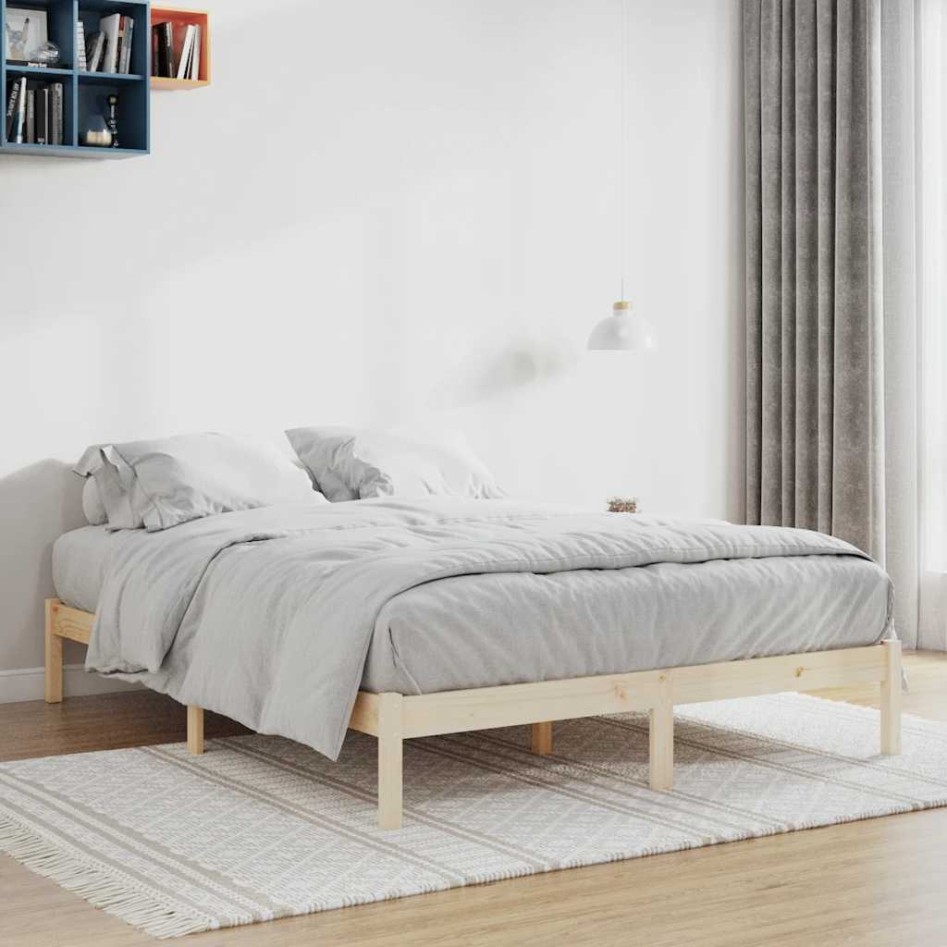 Estructura de cama sin colchón madera maciza de pino 193x203