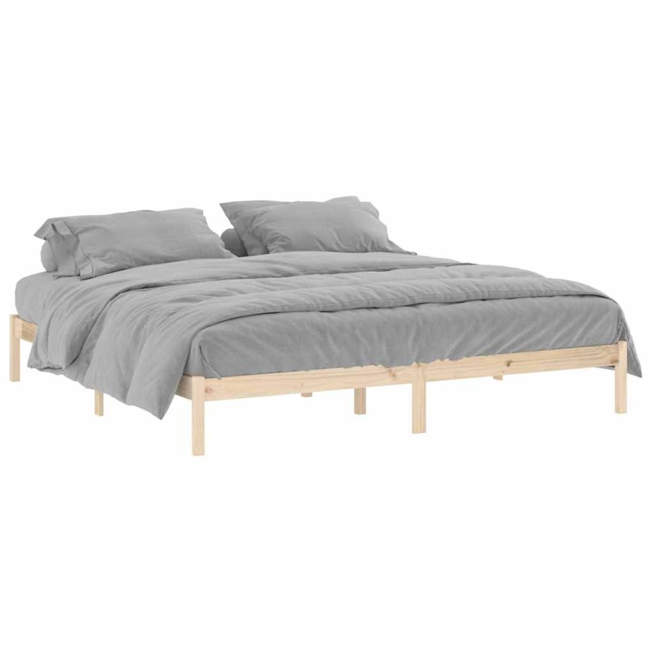 Estructura de cama sin colchón madera maciza de pino 193x203
