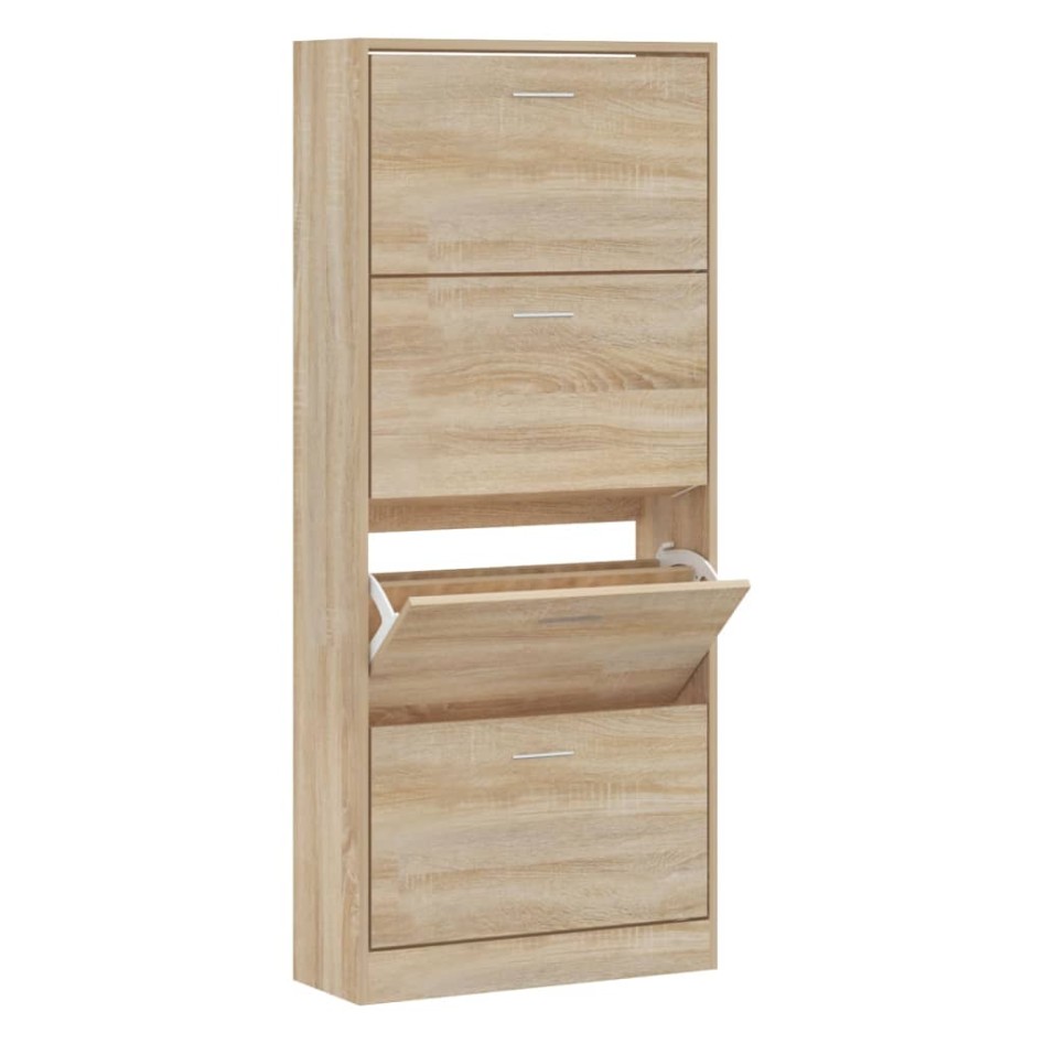 Mueble zapatero madera contrachapada roble Sonoma 63x24x147
