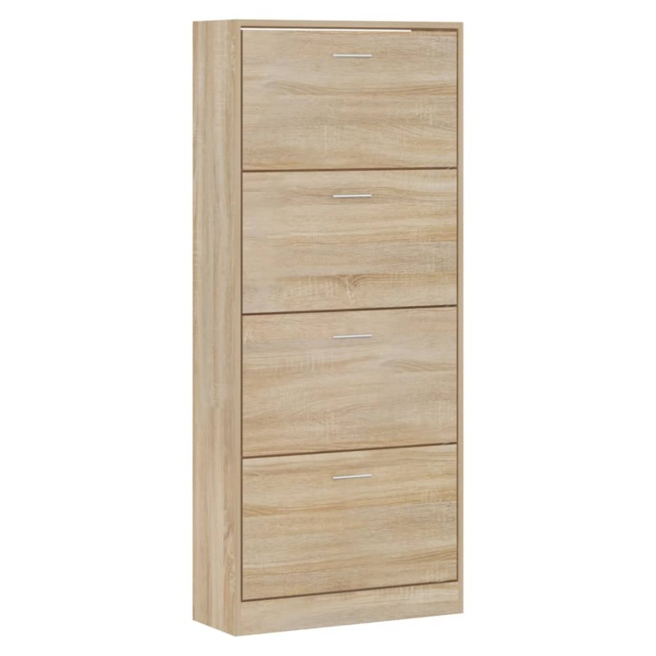 Mueble zapatero madera contrachapada roble Sonoma 63x24x147