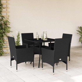 Set comedor jardín 5 pzas cojines ratán sintético vidrio