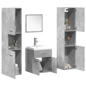 Set muebles de baño 5 piezas madera ingeniería gris