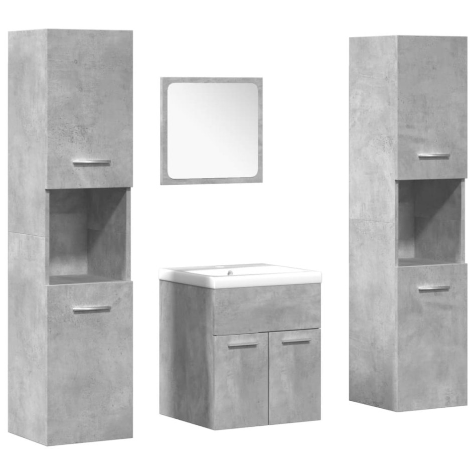 Set muebles de baño 5 piezas madera ingeniería gris