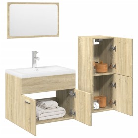 Juego de muebles de baño 4 pzas contrachapada roble