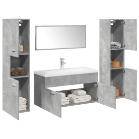 Set muebles de baño 5 piezas madera ingeniería gris