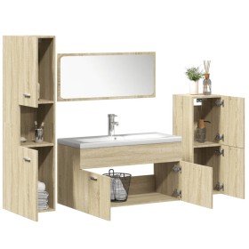 Juego de muebles de baño 5 pzas madera ingeniería roble