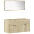 Juego de muebles de baño 5 pzas madera ingeniería roble
