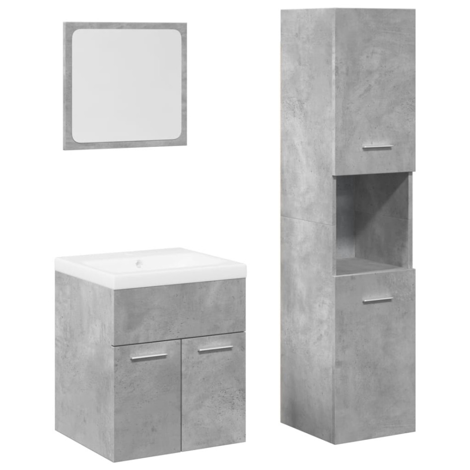 Juego muebles de baño 4 pzas madera contrachapada gris