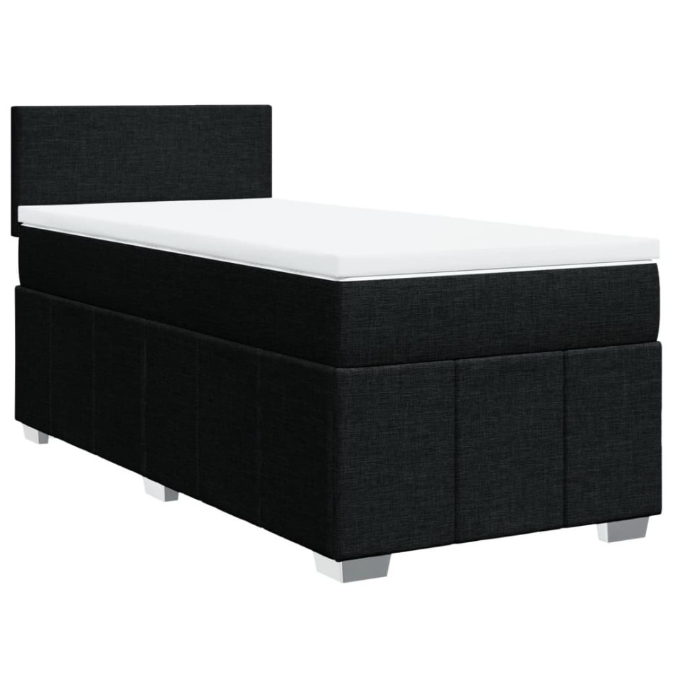 Cama box spring con colchón tela negro 90x190