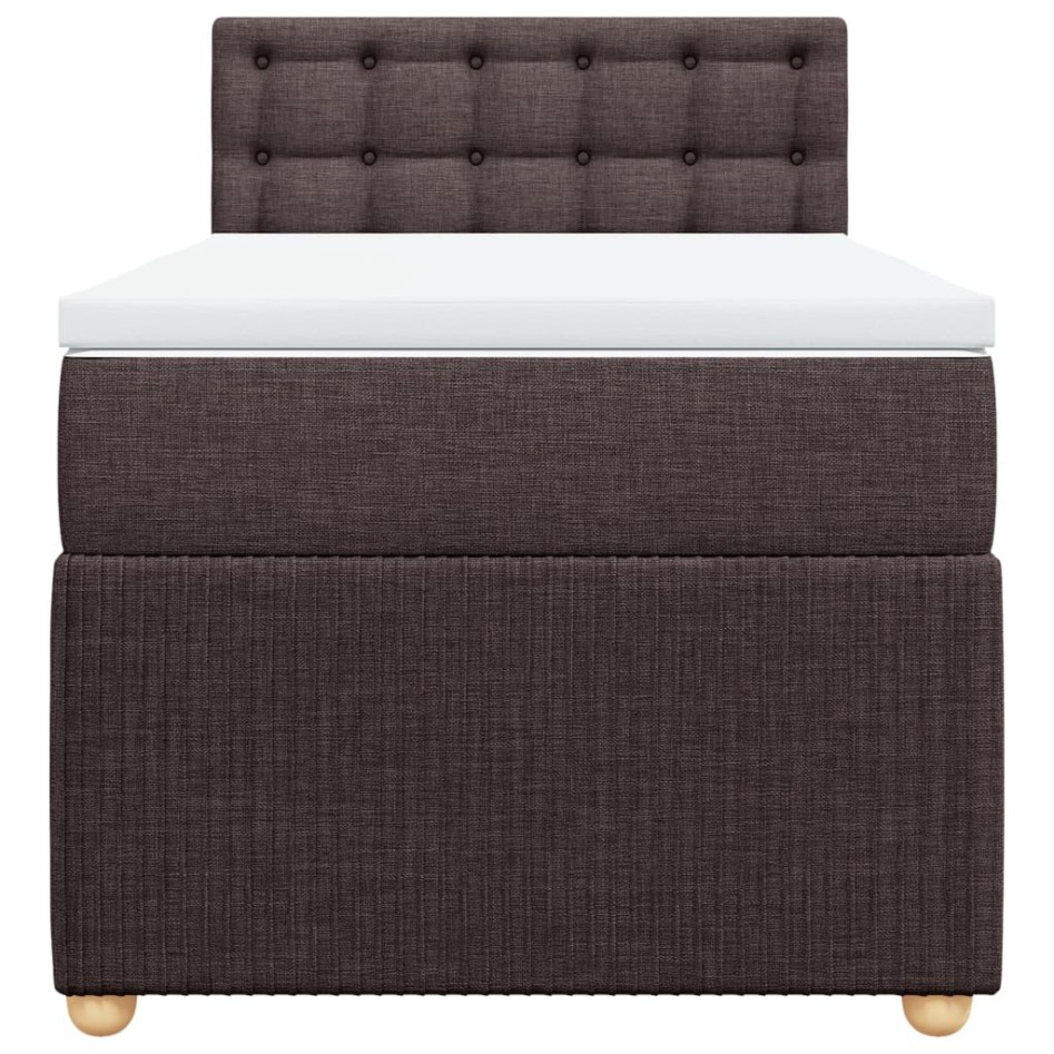 Cama box spring con colchón tela marrón oscuro 90x200