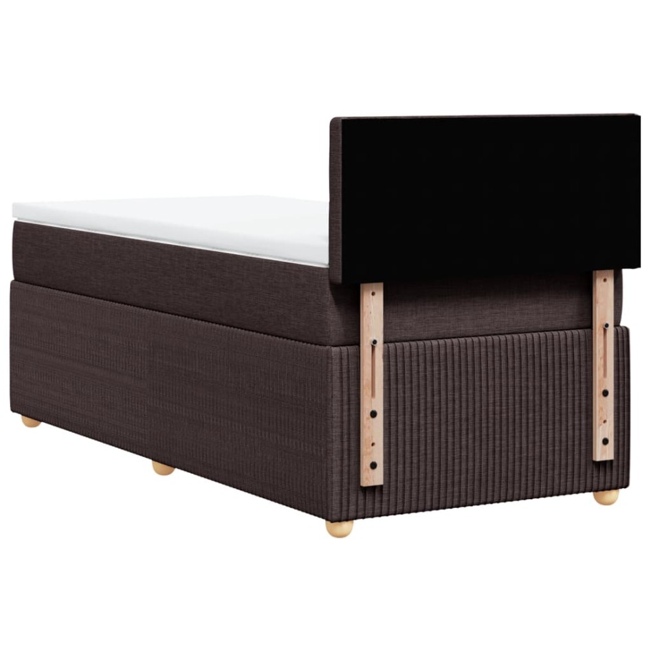 Cama box spring con colchón tela marrón oscuro 90x200