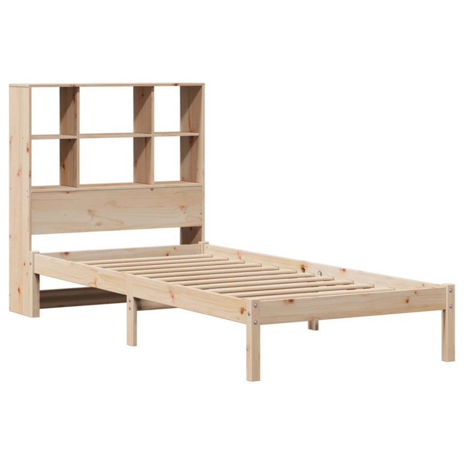Cama con estantería sin colchón madera maciza de pino