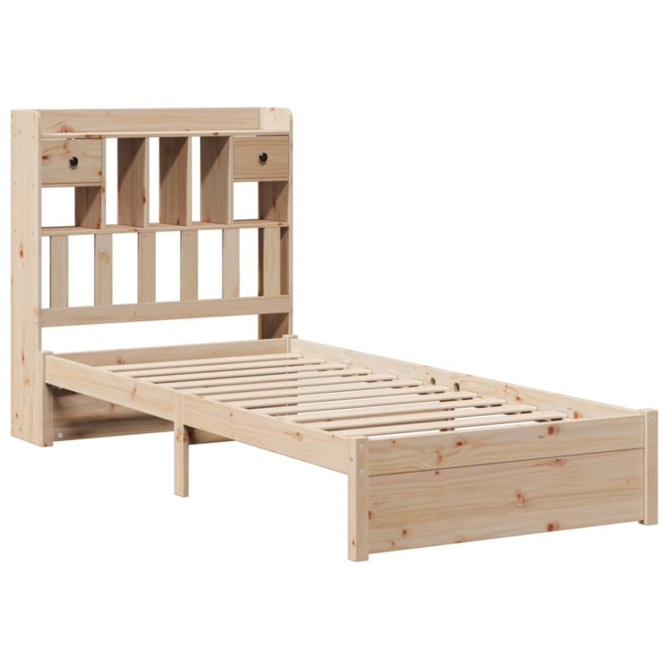 Cama con estantería sin colchón madera maciza de pino 90x190