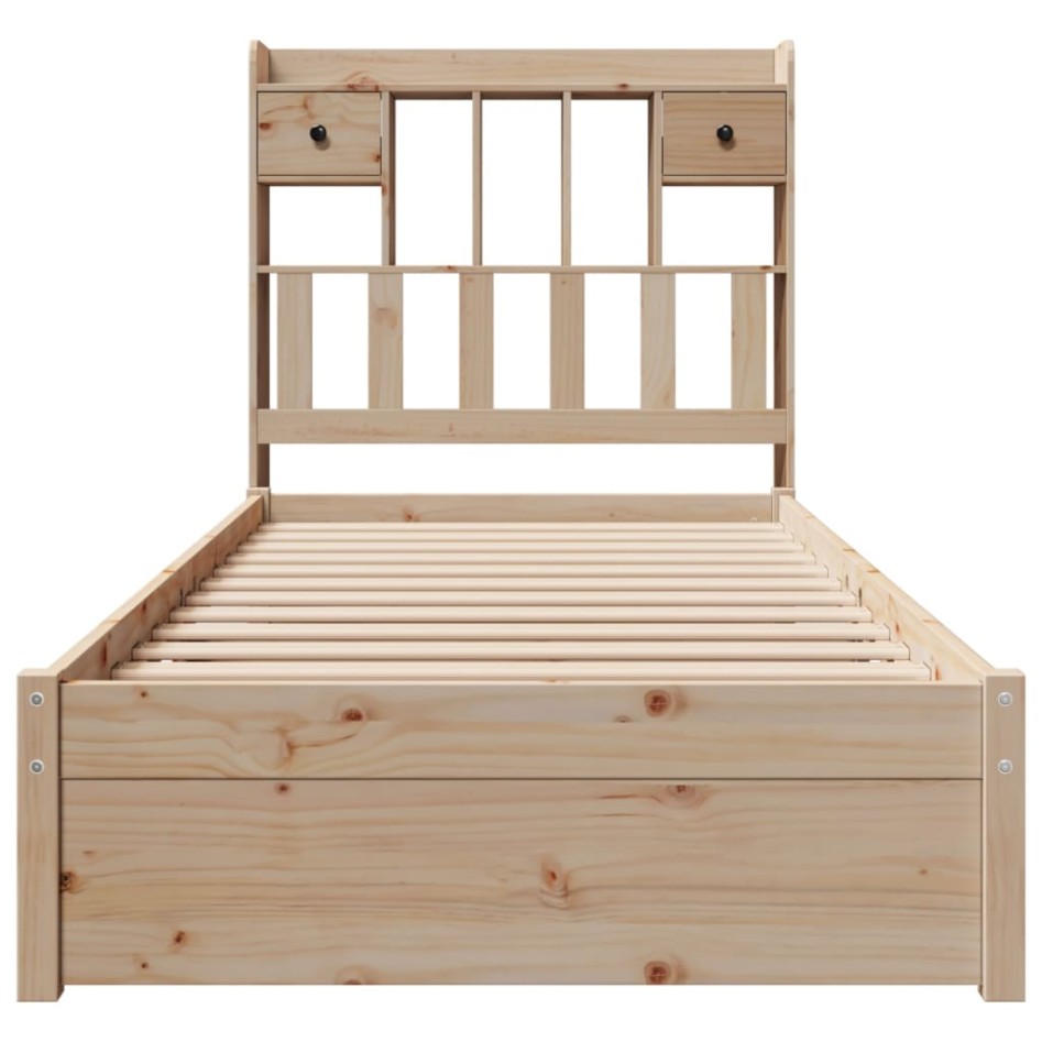 Cama con estantería sin colchón madera maciza de pino 90x190