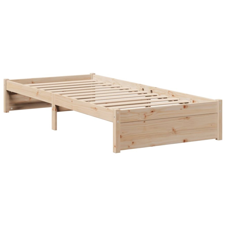 Cama con estantería sin colchón madera maciza de pino 90x200
