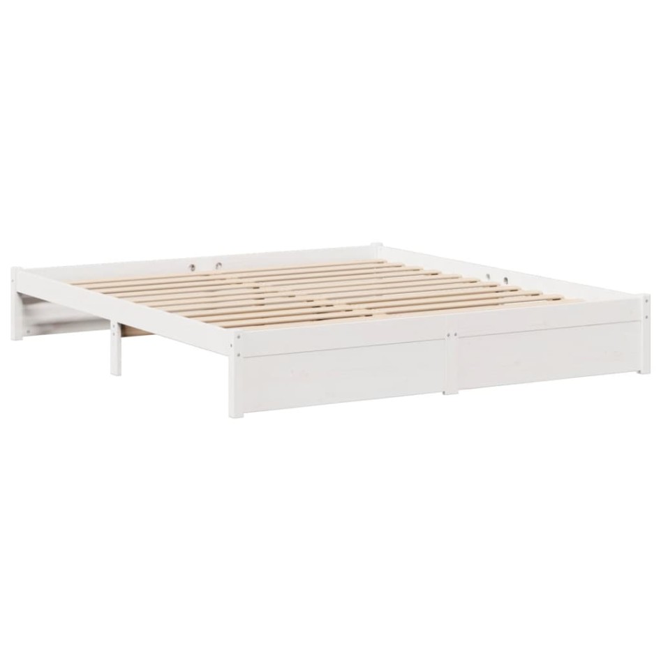 Cama con estantería sin colchón madera maciza blanca 180x200