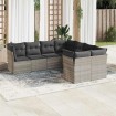 Set de sofás de jardín 8 pzas y cojines ratán sintético gris