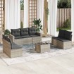 Set de sofás de jardín 8 pzas y cojines ratán sintético gris