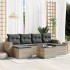 Set de sofás de jardín 7 pzas con cojines ratán PE gris