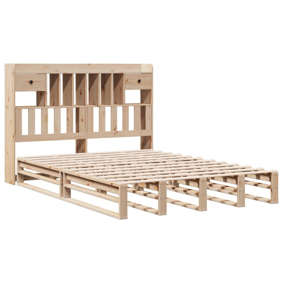 Cama con estantería sin colchón madera maciza de pino