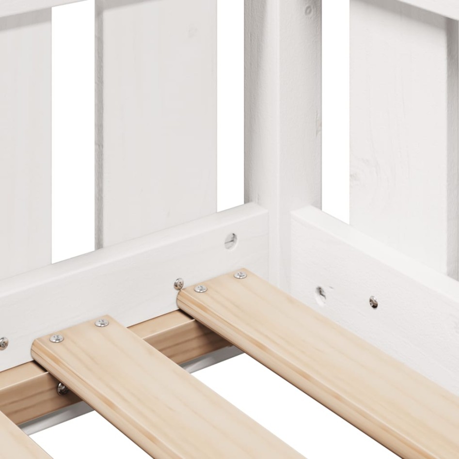 Cama con forma de casa de niños madera maciza blanca 90x200