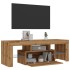 Mueble de TV luces LED madera roble artisan 120x36,5x40