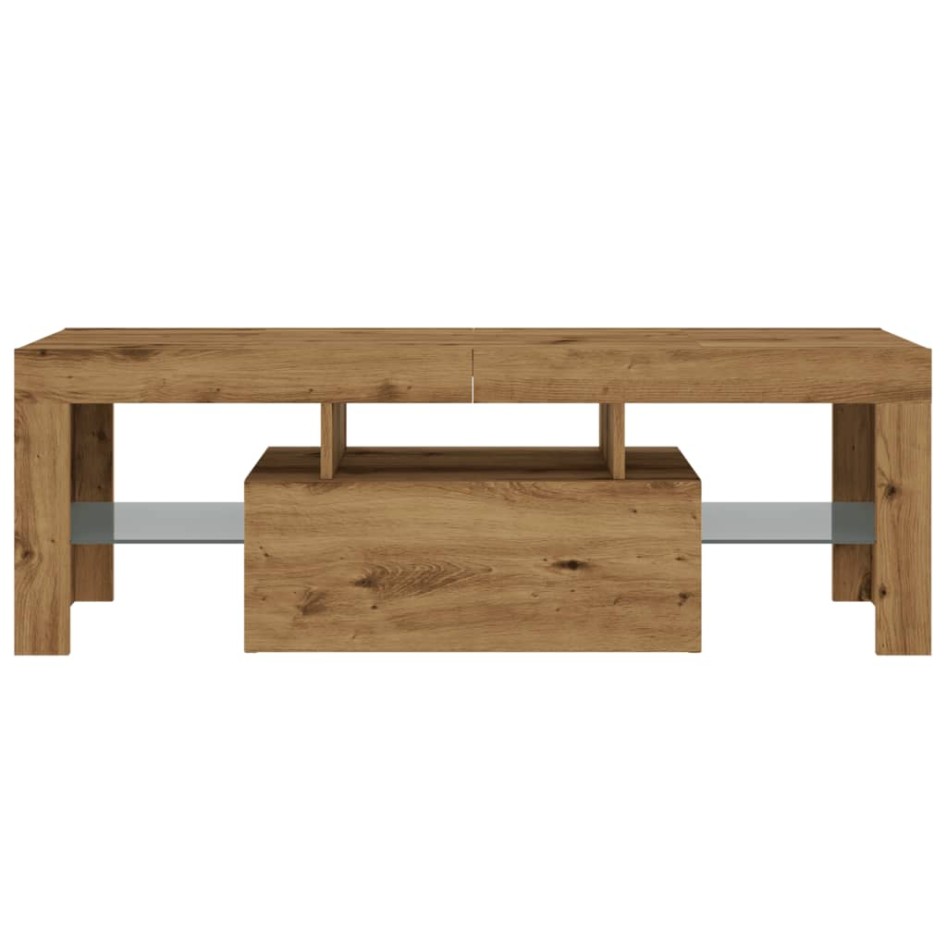 Mueble de TV luces LED madera roble artisan 120x36,5x40