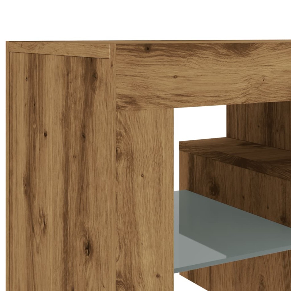 Mueble de TV luces LED madera roble artisan 120x36,5x40