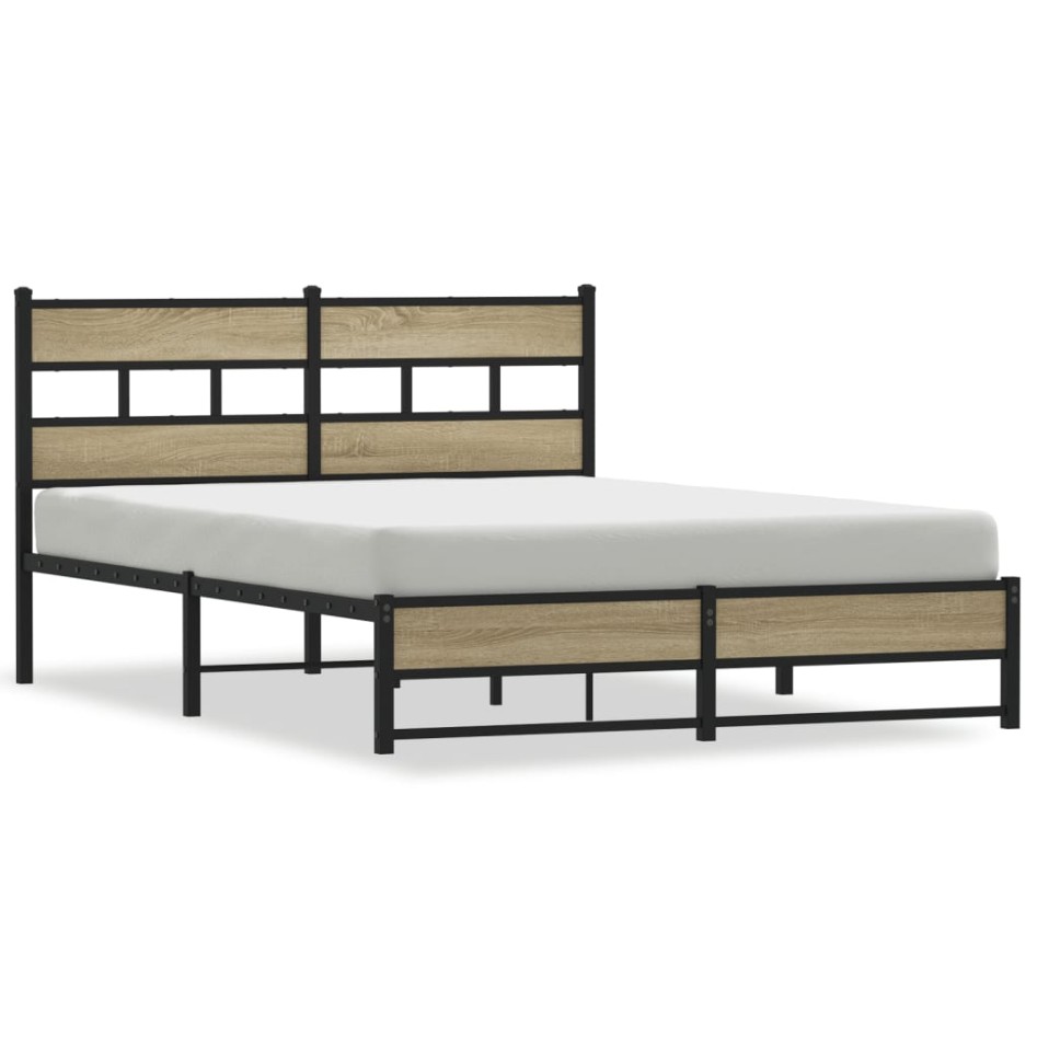 Estructura de cama sin colchón metal roble Sonoma 140x190