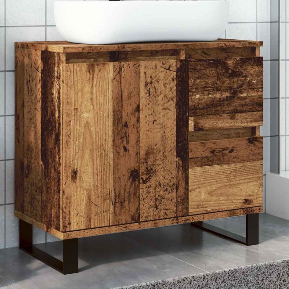 Mueble de lavabo madera de ingeniería envejecida 65x33x60