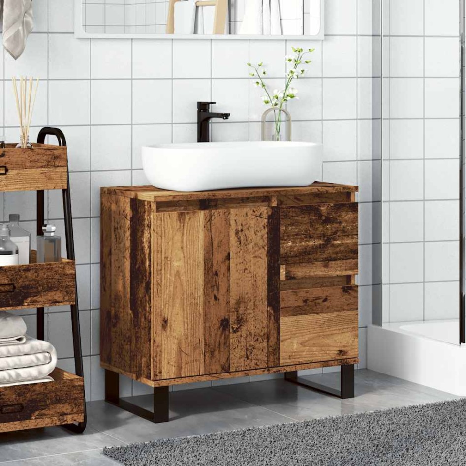 Mueble de lavabo madera de ingeniería envejecida 65x33x60