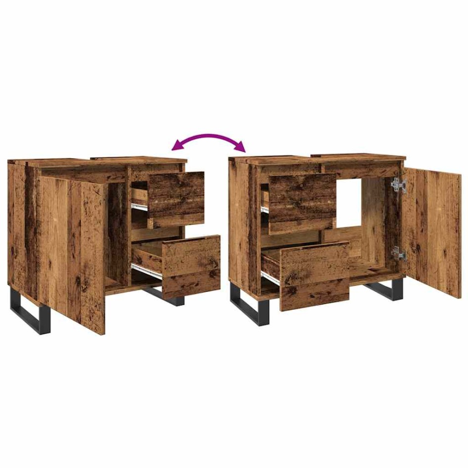 Mueble de lavabo madera de ingeniería envejecida 65x33x60