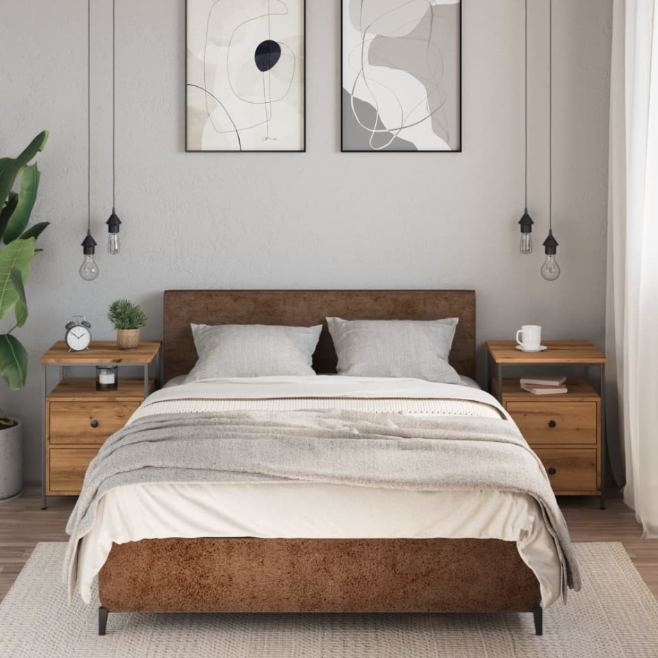 Mesitas noche 2 uds madera ingeniería roble artisan 44x45x60