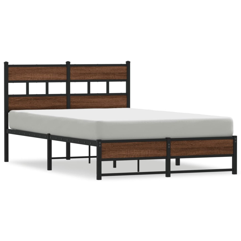 Estructura de cama sin colchón metal marrón roble 120x190