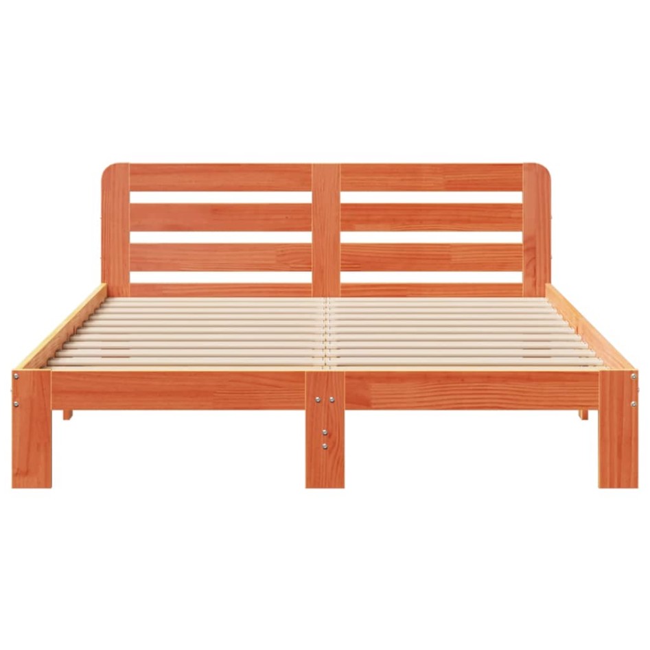 Estructura de cama sin colchón madera maciza marrón 135x190