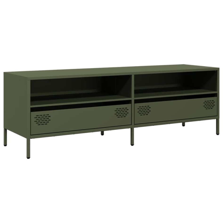 Mueble TV acero laminado en frío verde oliva 135x39x43,5