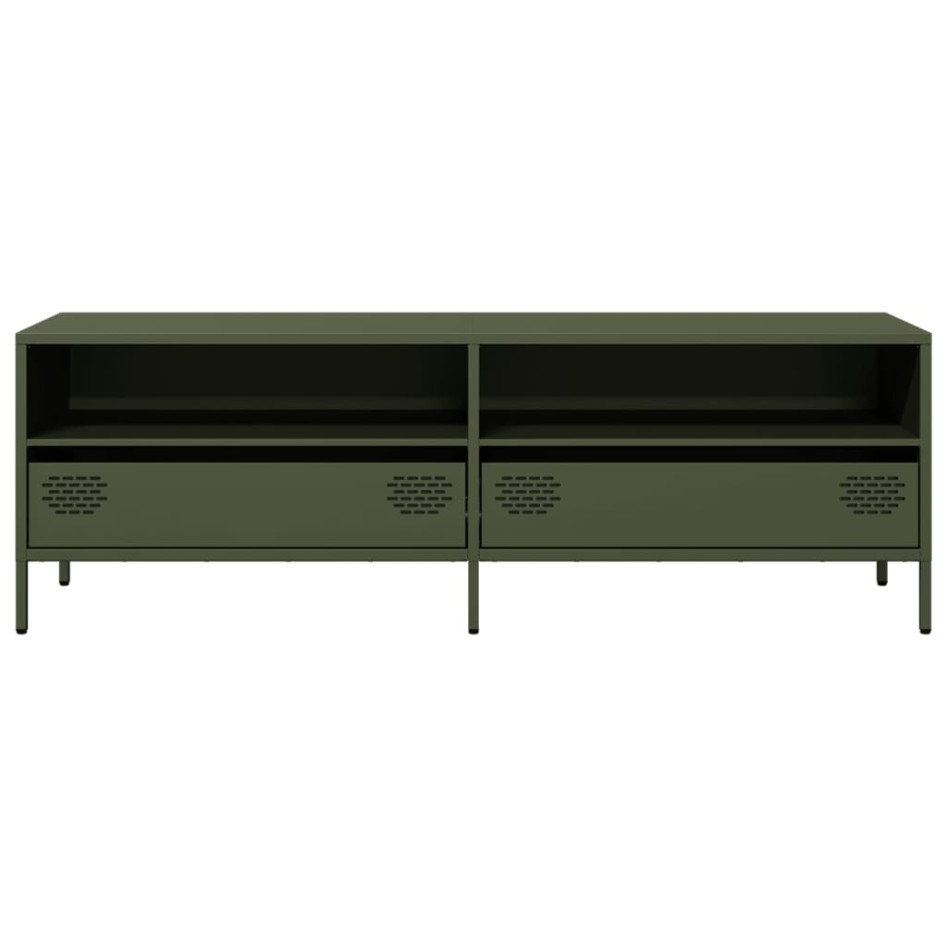Mueble TV acero laminado en frío verde oliva 135x39x43,5