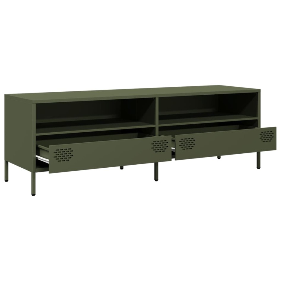 Mueble TV acero laminado en frío verde oliva 135x39x43,5